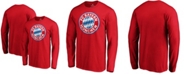 Fanatics Men's Red Bayern Munich Official Logo Long Sleeve T-shirt